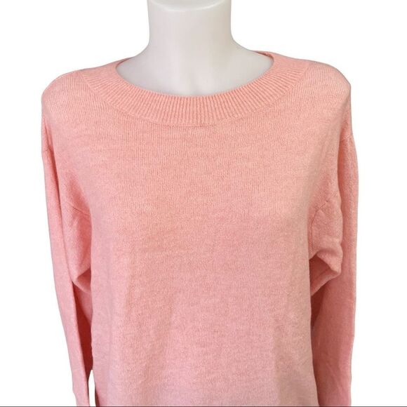 WOOLEN BLOOM WOOL BLEND PINK KNIT SWEATER OVERSIZED‎ ROUND NECK RIBBED TOP SZ S - Picture 2 of 10